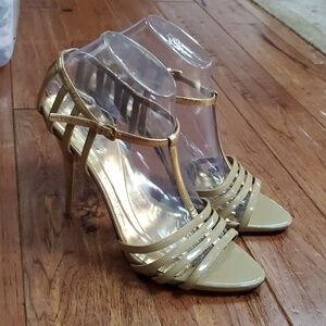 Miu Miu gold cage heels